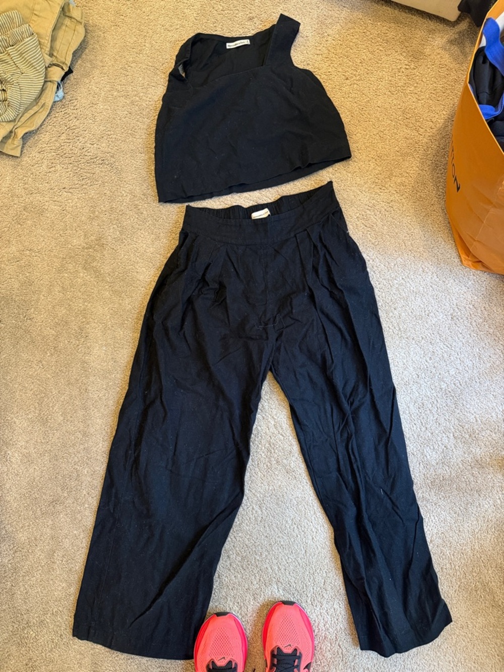 Black Two-Piece Linen Set by Abercrombie